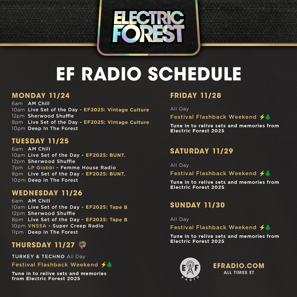 Weekly EF Radio Schedule Graphic